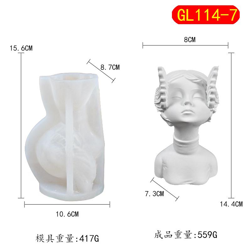 15cm Big Beautiful Goddess Lady Gypsum silicone mold Angel Girl Women Bust Statue Candle Silicone Mold Female Figures Resin mold