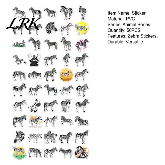 Zebra Stickers 50PCS Stickers, Creative Waterproof Vinyl Graffiti Decals, Decorative for Water Bottles Realistic Cartoon Wild Animal Patterns
