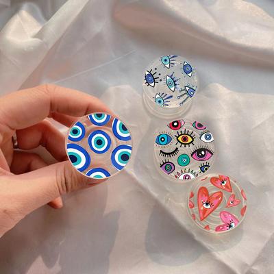 Türkischer Glücksbringer Blauer Nazar-Auge Abstrakter Handygriff Tok Ständer Halter Transparent Griptok für iPhone 13 Samsung Huawei Xiaomi Halterung