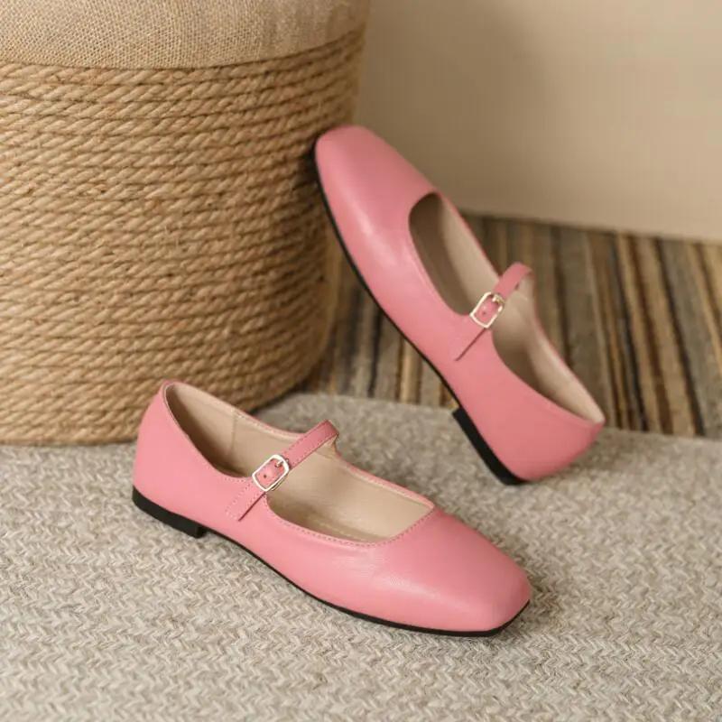 2025 Spring New Retro Women Flat Ballet Shoes Fashion Sneakers Square Toe Ladies Casual Mary Jane Slingback Shoes Designer Shoes