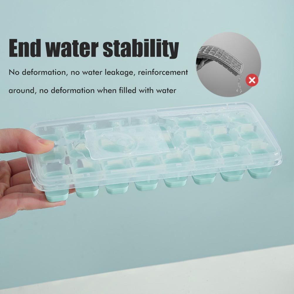 24 Grid Ice Cube Tray with Lid Covered Ice Cube Trays No Spill Ice Cube Cube Box Silicone Ice Cube