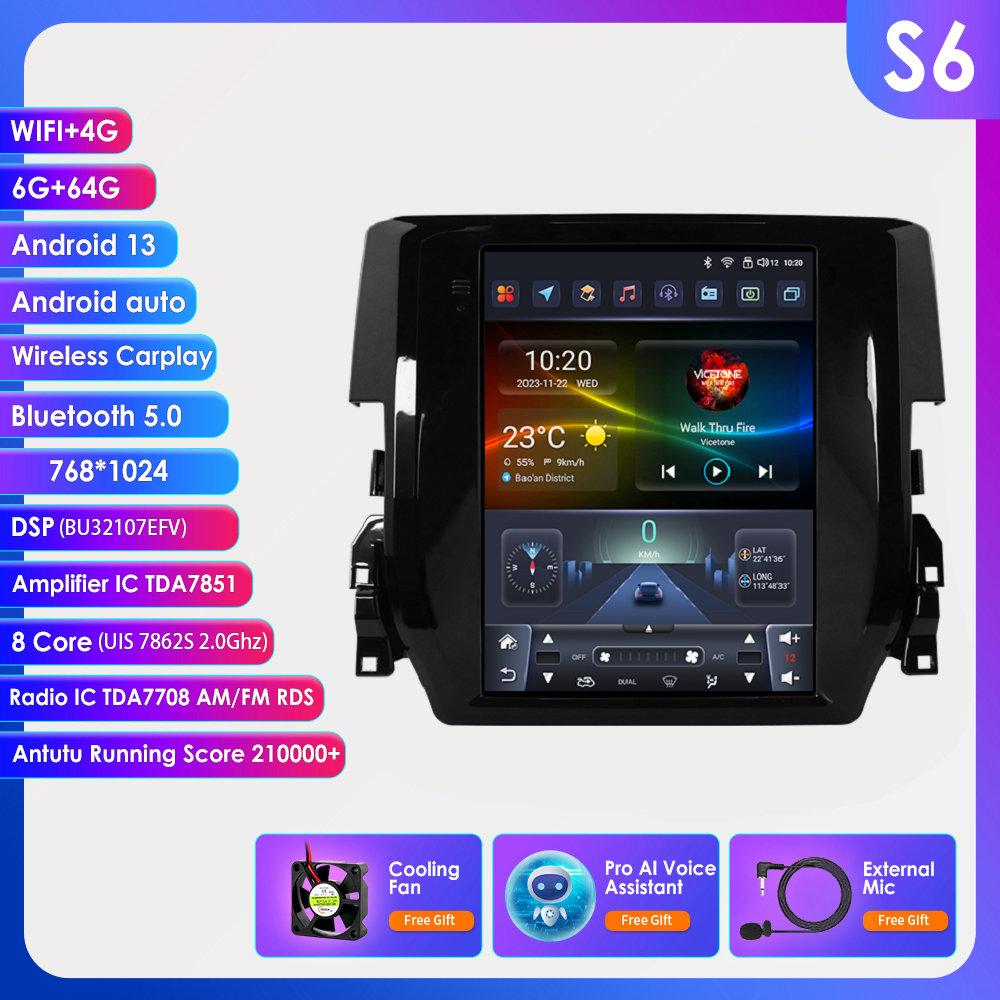 Ossuret Android Car Radio for Honda Civic 2015-2020 Multimedia Stereo 9.7inch Vertical Screen Carplay Android Auto Intelligent Screen GPS Stereo RDS
