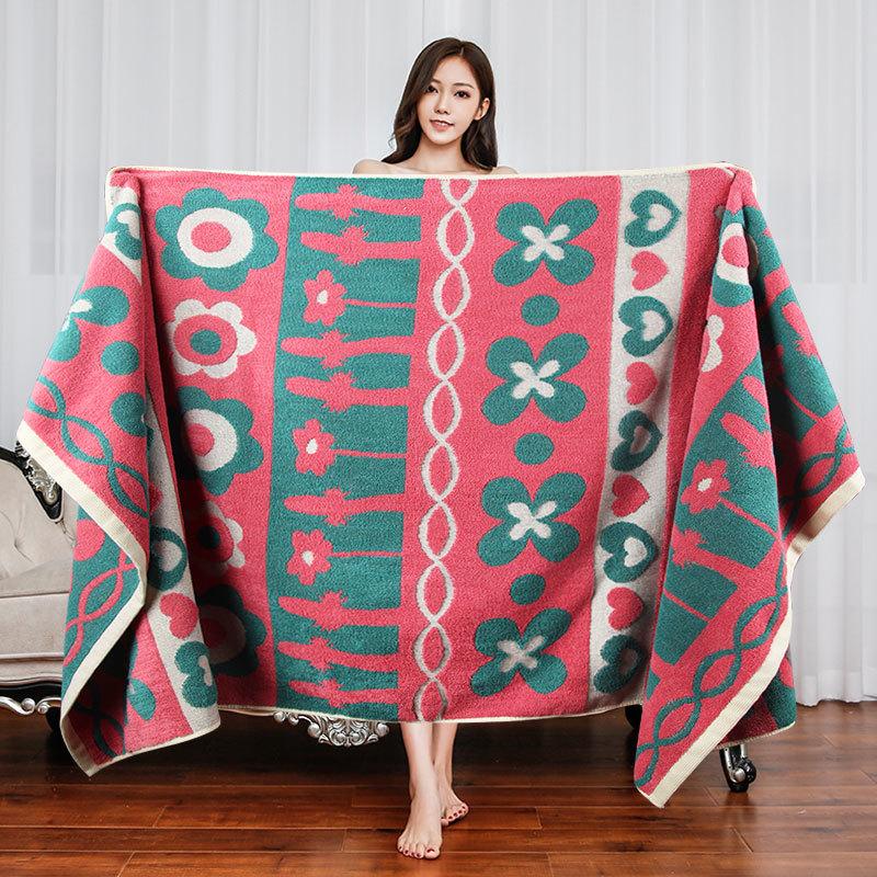 

Новое банное полотенце бытовое впитывающее хлопковое большое полотенце для взрослых парное банное утолщенное обертывание осенне-зимний стиль 70x140 см 70x140cm