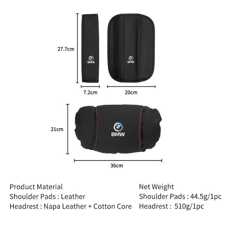BAGF7 Car Sticker Luxury High Quality Car Seat Headrest Neck Rest Shoulder Pad Cover Auto Accessories For BMW E91 E30 G20 X3 X5 M5 M3