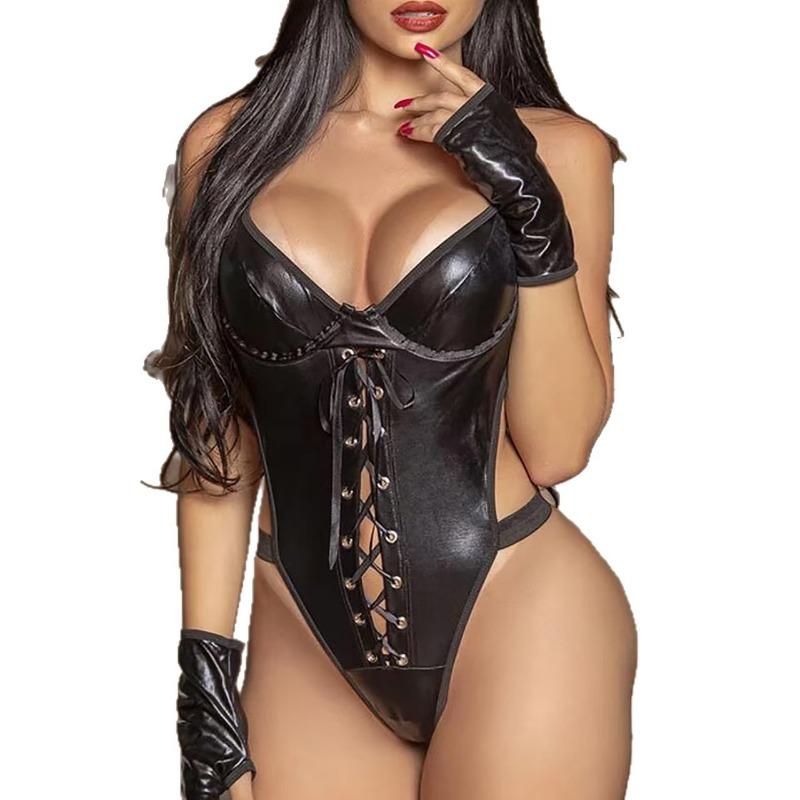 Large size patent leather sexy underwear sexy onesie suit nightclub pole dance performance suit