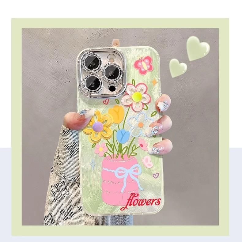 Colored Vase for IPhone 16 Mobile Phone 15 Shell 14 Protection for IPhone 13 Set 12 Silicone All-inclusive 11 Anti-fall