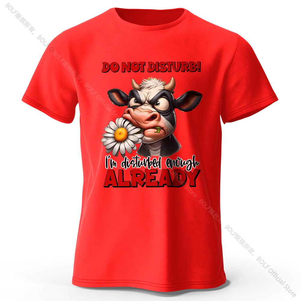 Cartoon Cow Print 100% Cotton T-Shirt, Soft & Breathable Round Neck Short Sleeve Tee, Unisex Fun & Whimsical Style