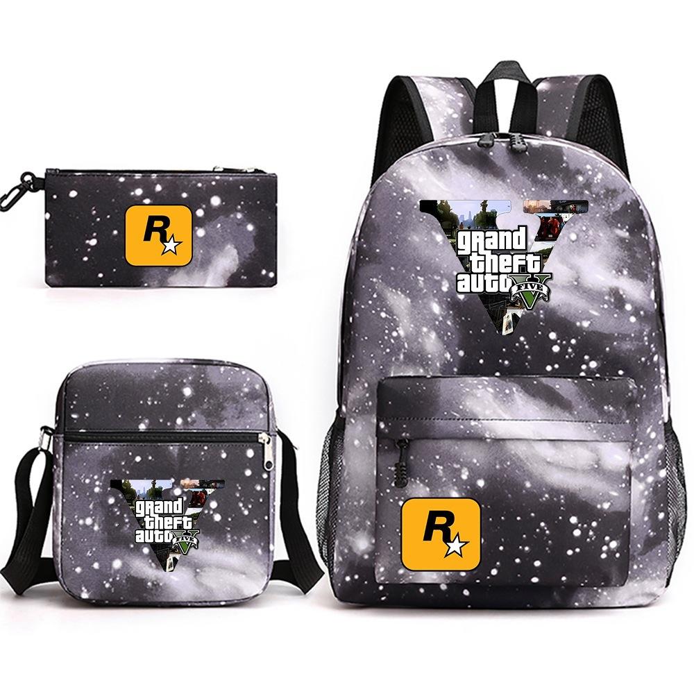 Grand Theft Auto Spel Merchandise Mode Student Schooltas Rugzak Schouder Etui 3-Delige Set