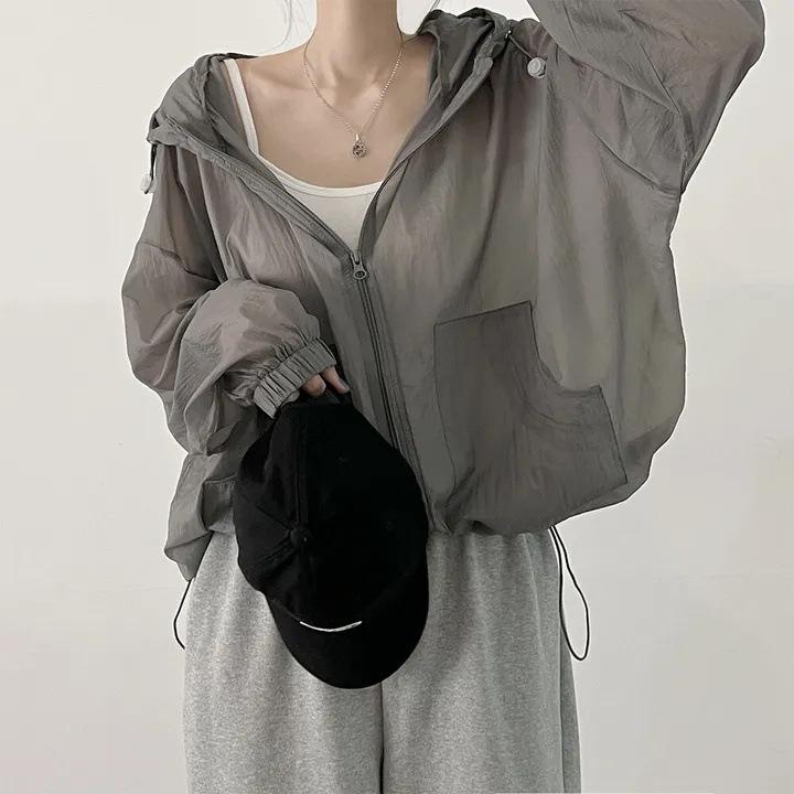 Autumn Loose Casual Short Cardigan Korean Chic Solid All Match Kpop Sweatshirts Zippers Long Sleeve Hoodies Women