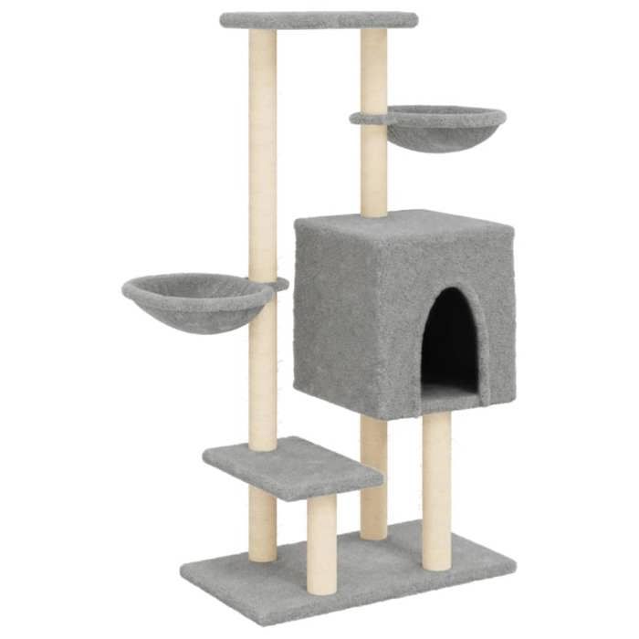 VidaXL Cat Tree with Sisal Scratching Posts Light Grey 117 Cm 172119