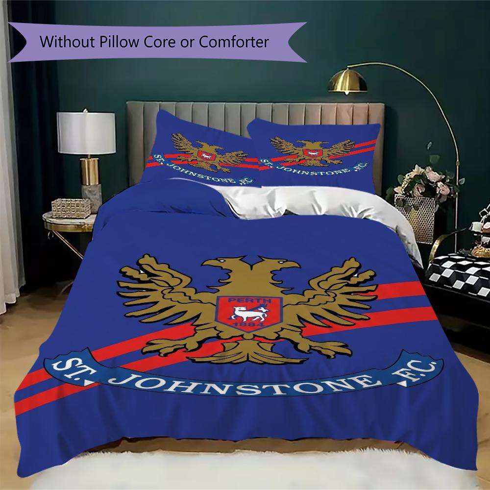St Johnstone FC Muster Bettwäsche Steppdecken-Set Bettbezug Kissenbezug Heimdekoration Geburtstagsgeschenk (1 * Bettbezug + 2 * Kissenbezug ohne Füllung)