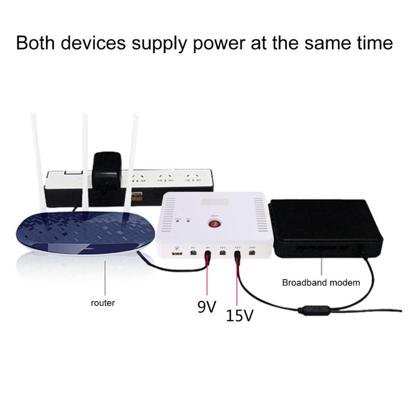 Multifunctional UPS Power Supply 13200mAh Large Capacity for Routers Cameras Tablets Support Charging Two Devices