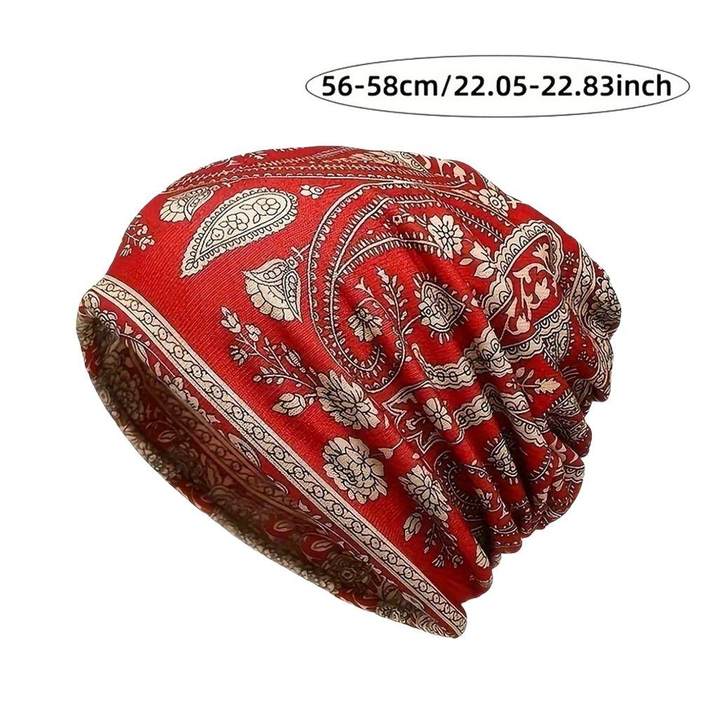 Contrasting Colors Pullover Hat Plaid Print Keep Warm Women's Pile Hat  Autumn and Winter