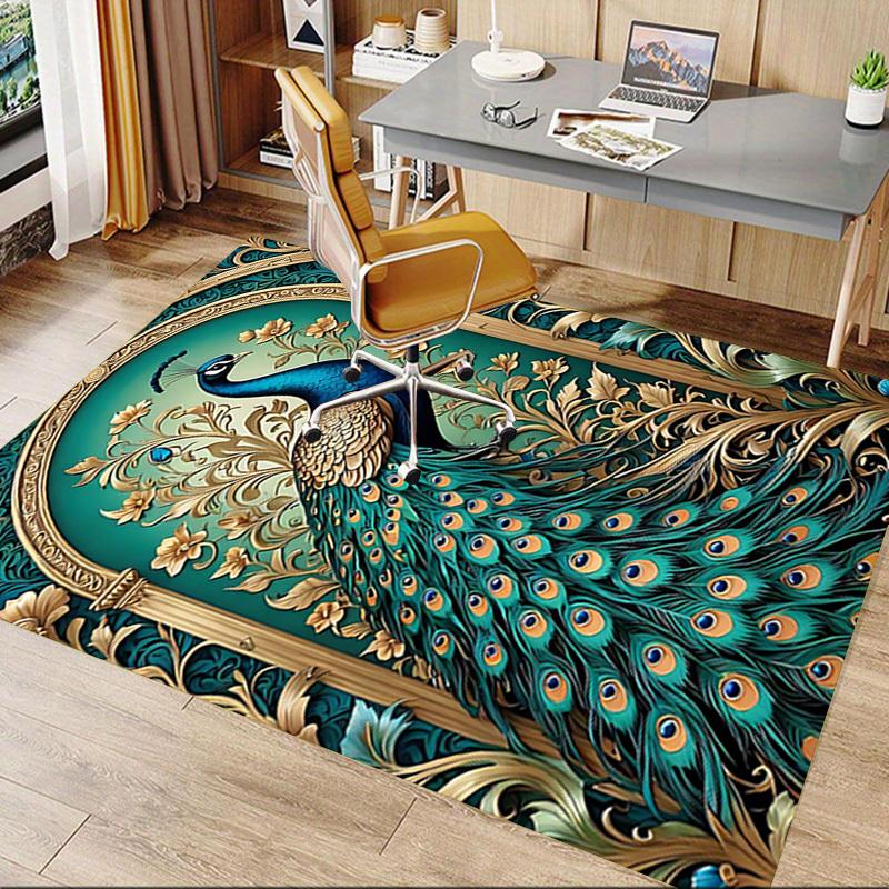 1PC peacock, floral Extra Large Non Slip Floor carpet, Office, family, Studio Large Area Rug Indoor Rugs, Bold Statement Piece