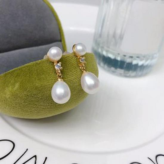 Freshwater Double Pearl Stud Earrings – Niche Luxury, Novel and Simple Design, TikTok Style