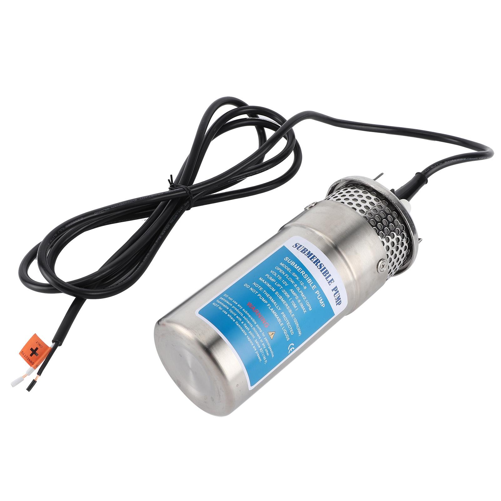 

12V 96W Solar Submersible Water Pump 8. 0Lpm 2.1Gpm Flow 230ft Lift for Farm Irrigation RVs Yachts Ships