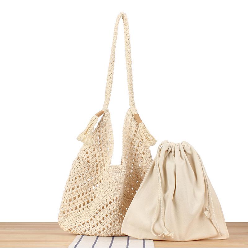 Exquisite Handmade Triangle Knit Shoulder Bag for Beach and Commute