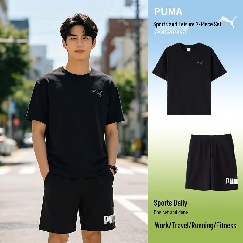 PUMA Men s Casual Running Short Sleeve  Shorts Set XL