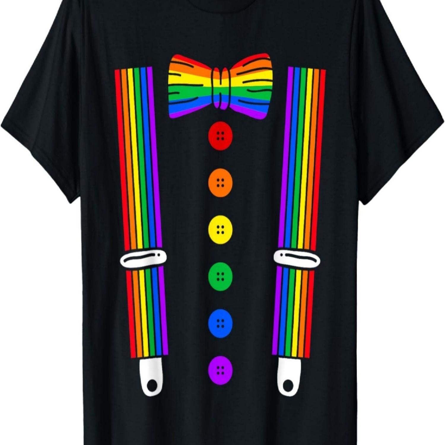 

LGBT Pride shirt, Gay Rainbow Tuxedo Suspenders T-Shirt XXXXXL чорний