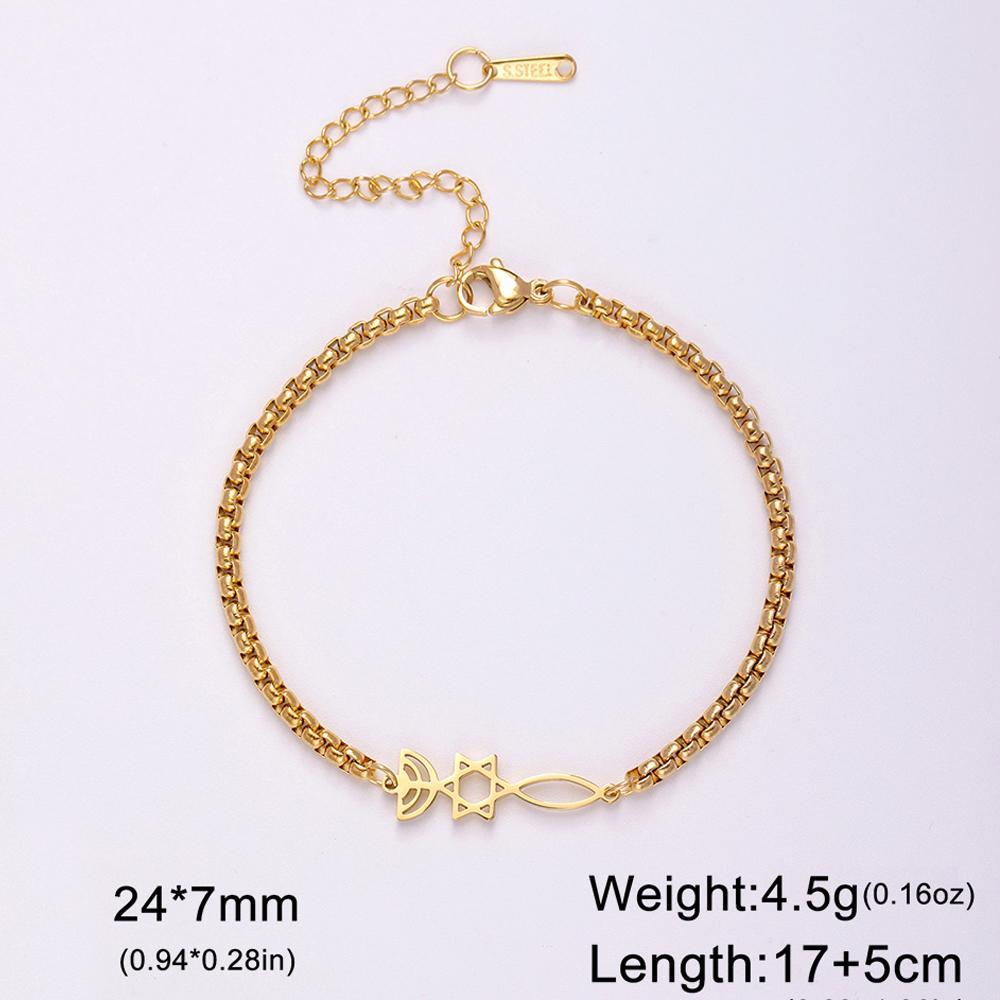Dawapara Messianic Seal of Jerusalem Bracelet Jewish Star of David Menorah Religious Judaism Hanukkah Gifts Stainless Steel