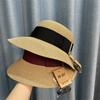 Straw Hat Children Spring and Summer Seaside Vacation Beach Hat Temperament Bucket Hat Casual Sunscreen Hat Travel Straw Weaving