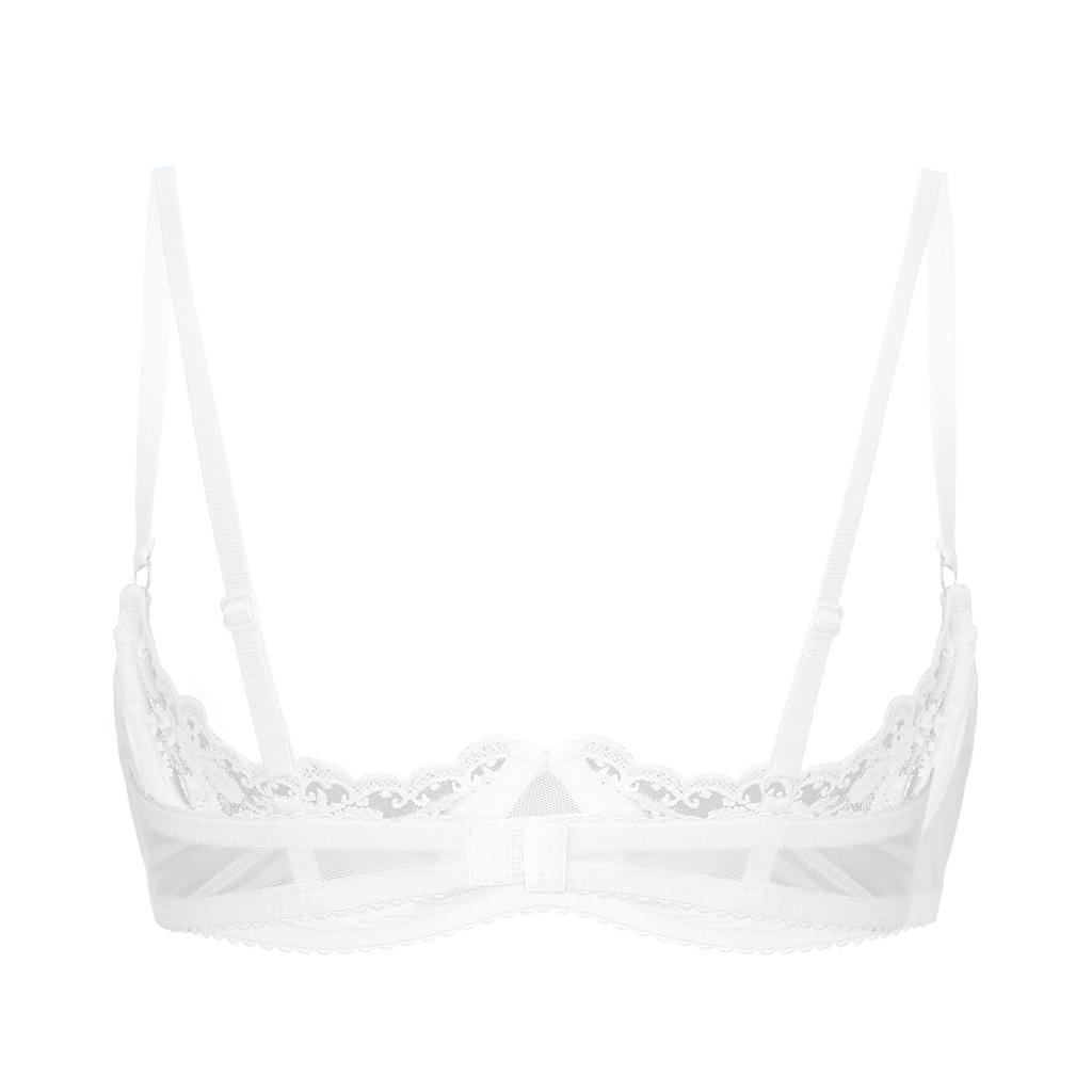 Womens Floral Lace Underwired Brassiere Sheer Design Adjustable Strap Unlined Lingerie Bra