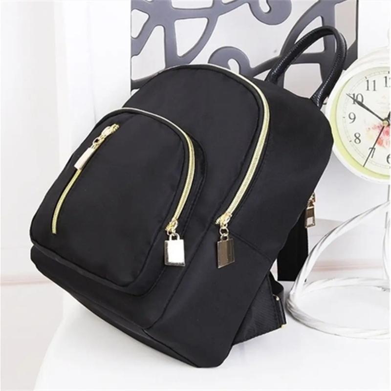 Women Multi-Function Fashion Girl Oxford Daypack Travel Cute Mini Backpack Men Shoulder Bag Black Purse