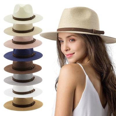 Adult Sunscreen Hat Sun Panama Hat Sun Hat Wide Fedora Hat Straw Woven Beach Hat