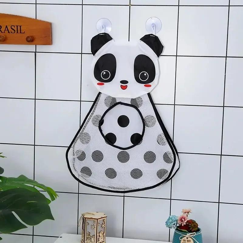 1pc Cute Panda Bath Toys Mesh Net Storage Bag Strong Suction Cups Bath Game Bag Bathroom Organizer Water Toys