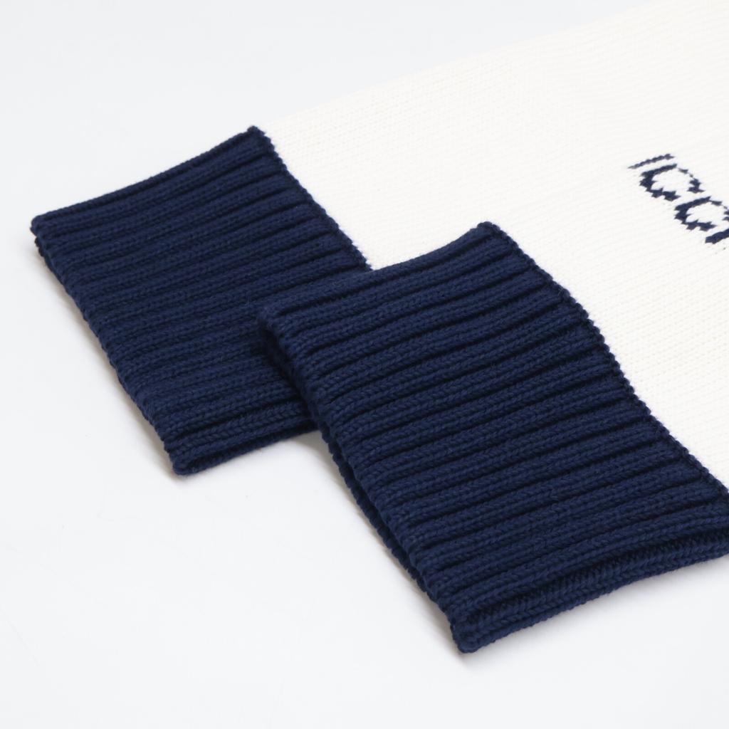 Gucci [Domestic Regular/25Stainless Steel] 814520 XKEJS Intarsia Cotton Knit Cardigan Tops M White / NavyUsed