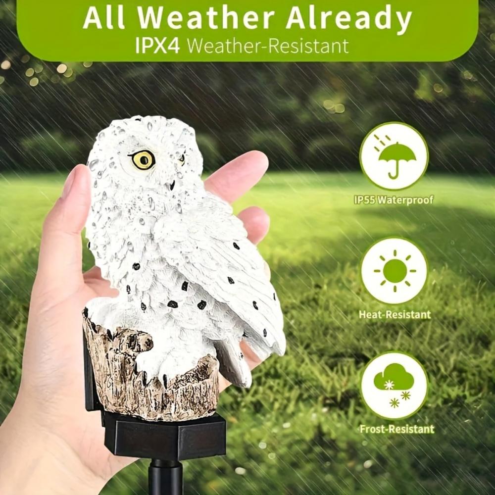 Pack of 2, solar owl resin lawn light, parrot resin light, garden fun decoration light, suitable for garden, flower bed, courtyard, lawn