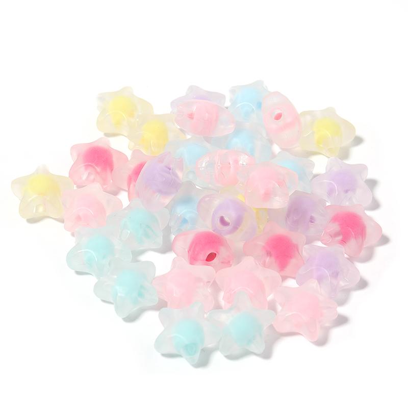 50pcs/lot Colored Acrylic Round Beads Loose Spacer Star Flower Pumpkin Bead For Girls DIY Charm Jewelry Making Bracelet Necklace
