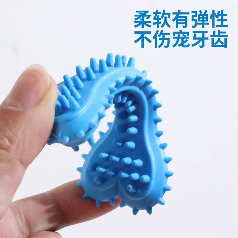 TPR Dog Chew Toy Bone With Squeaker Teething Puppies Aggressive Chewers - 11cm Flat Dental