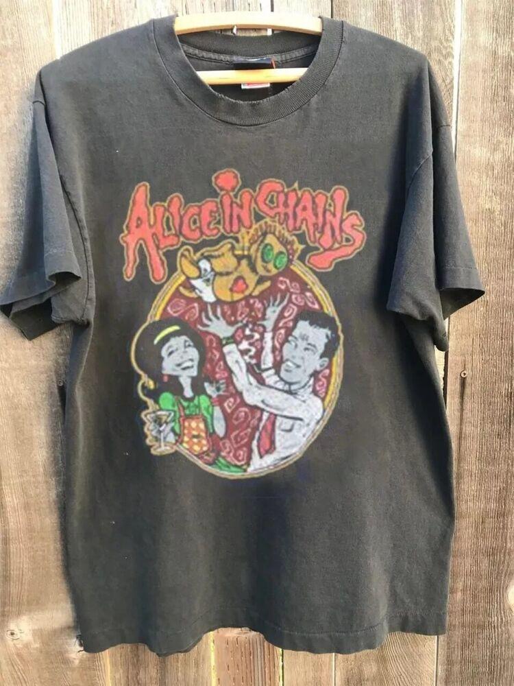 

Вінтажна футболка Alice In Chains 1995 року 1 999 6 Вугільного кольору Концертна Унісекс Футболка S-5XL Унісекс Футболка XXXXL