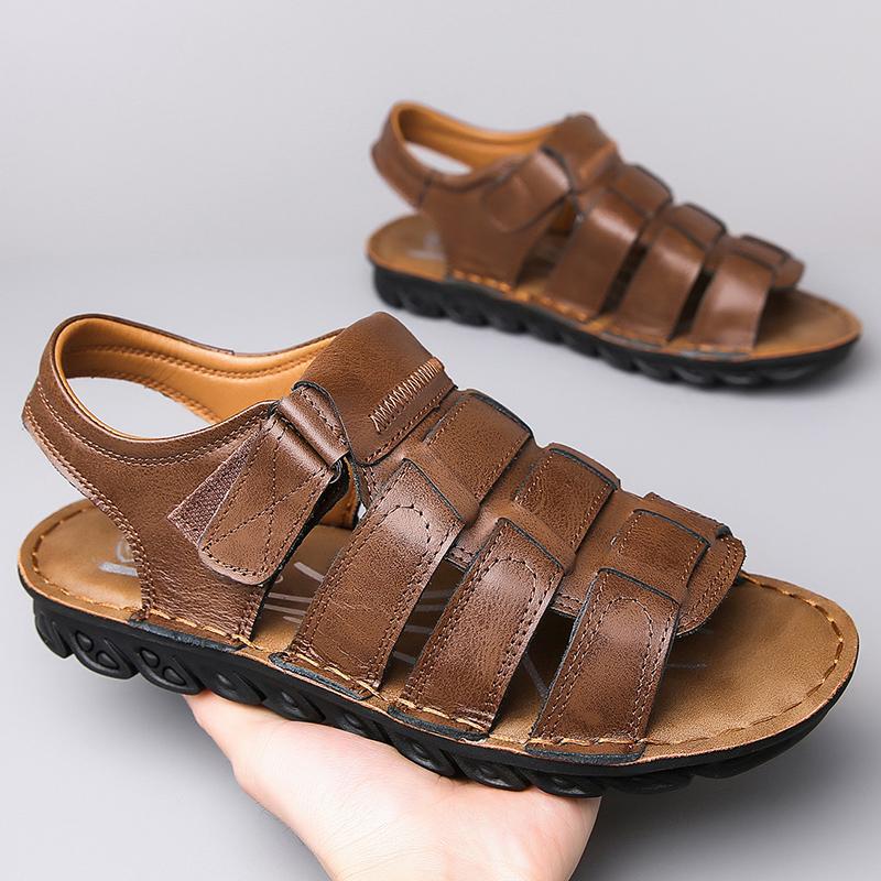 Fashion Fashionable Summer New Outdoor Anti Slip Water Wading Genuine Leather Sandals High-quality Men Comfortable Soft Bottom Slippers