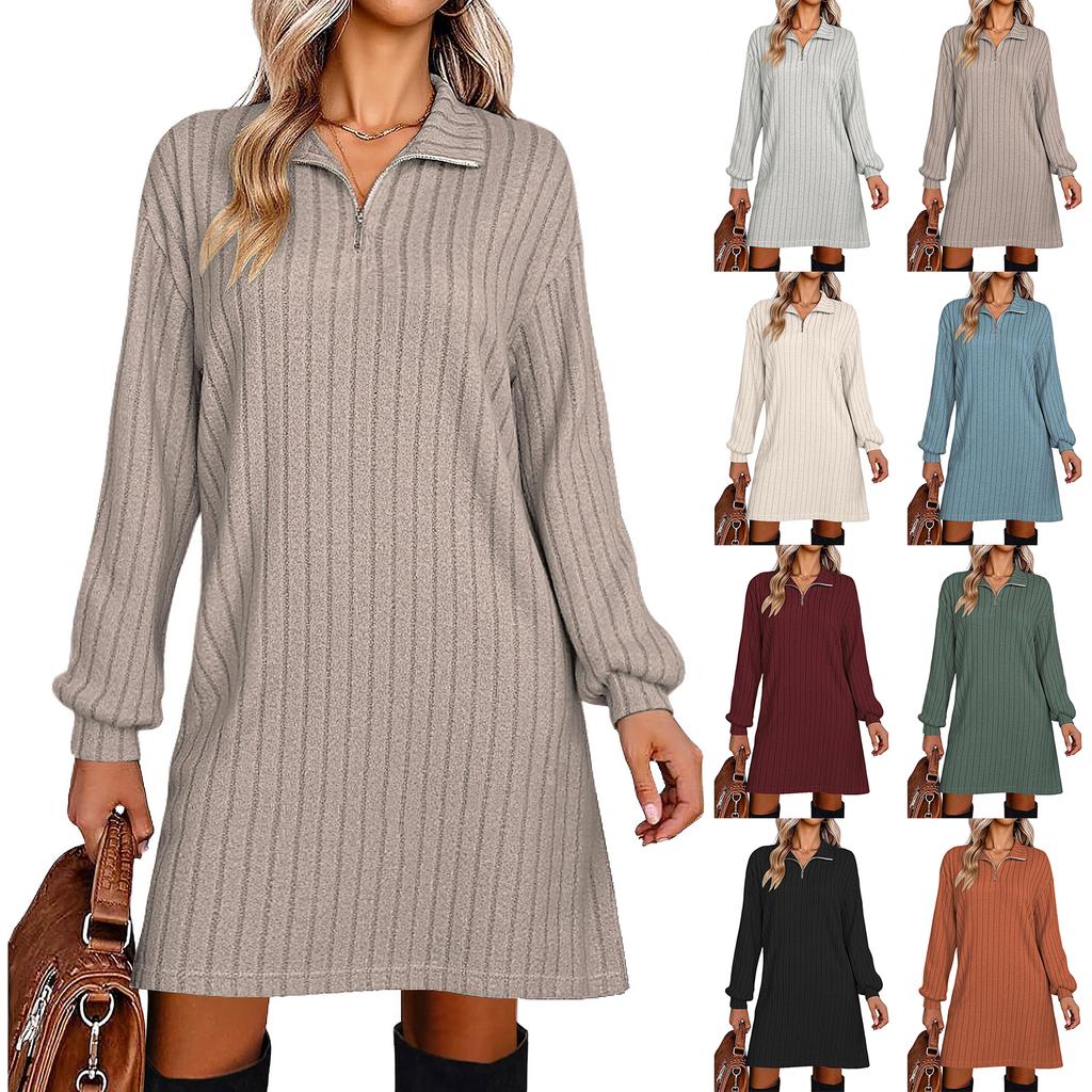 Women's Fashionable Long-sleeved Straight-leg Loose Base Dress