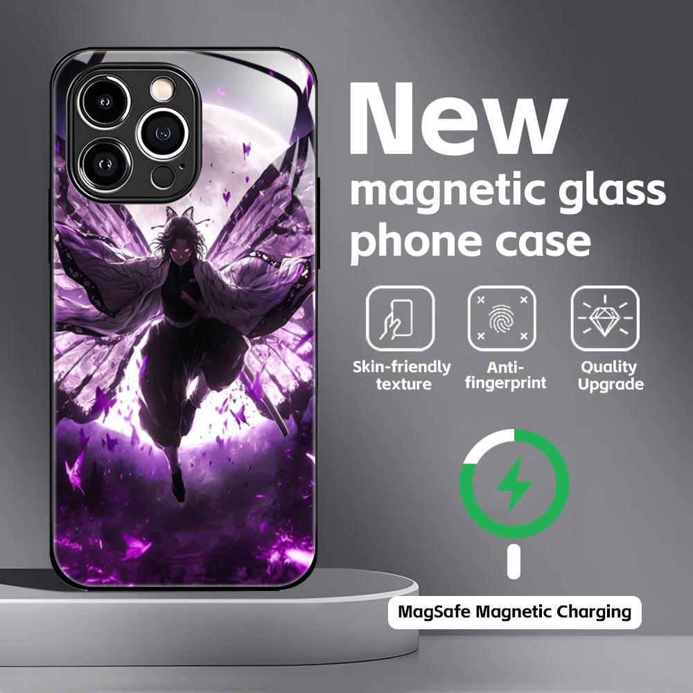 Anime Demon Slayer cool  Phone Case For iPhone 16 15 14 13 12 11 X XR XS 8 Plus Mini Pro Max Glass Magnetic Case