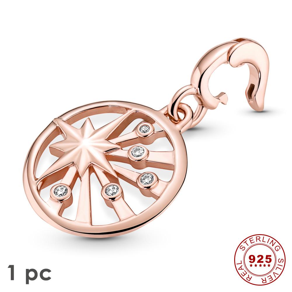 Novo Real S925 Prata Esterlina Me Charm Unicórnio Estrela Hoop Bead Fit Original Me Pulseiras Mulheres Coração Jóias Para Presente