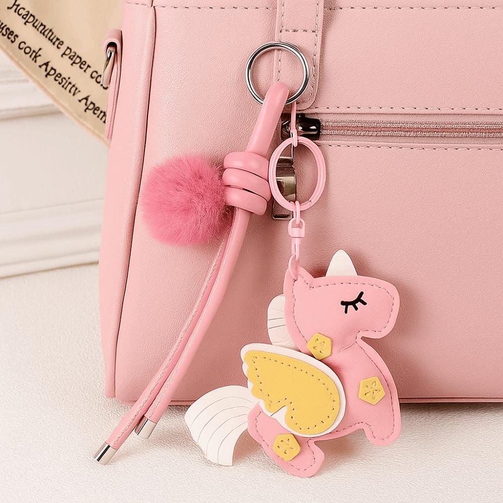 Leather Horse Keychain Cartoon Chinese New Year Gift Cute Zodiac Pony Bag Pendant Home Decor
