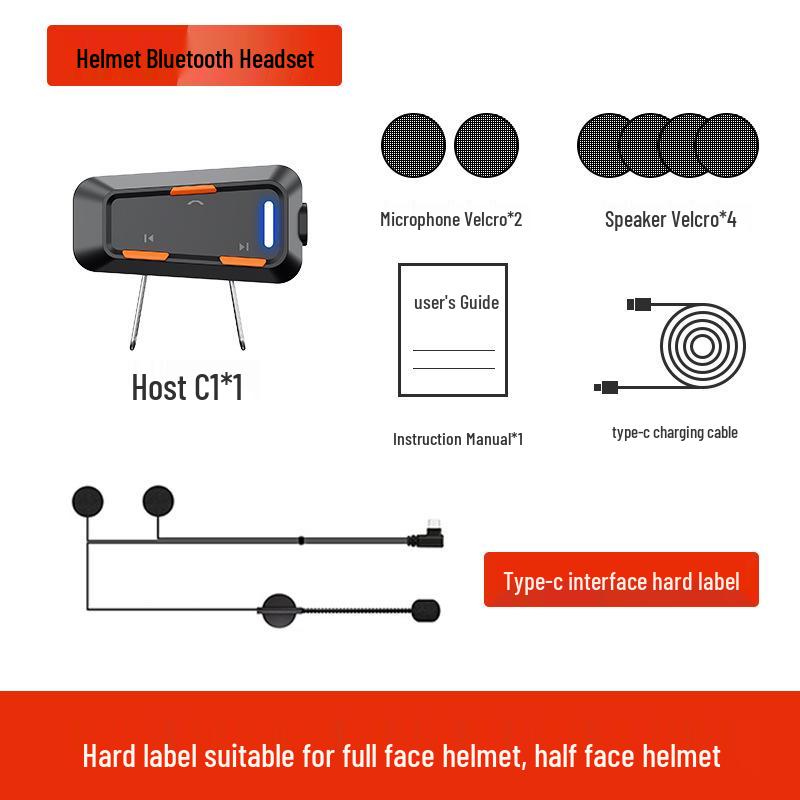 Waterproof Bluetooth Motorcycle Helmet Earphones with Noise Cancelling & Multi-person Intercom
