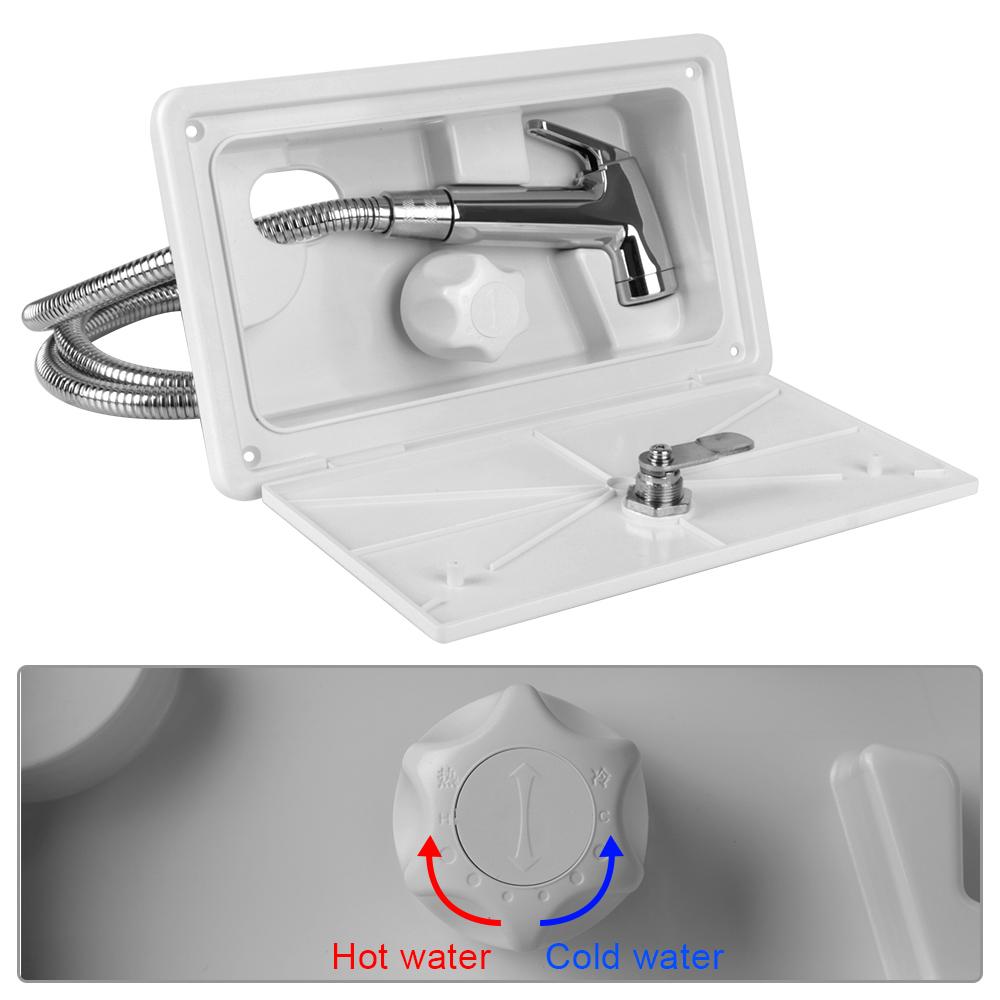 RV Shower Hose Nozzles Set Camper Car Supplies RV Shower With Lock Cover Boat Motorhome Caravan Shower Hot and Cold Water FaucetGood product