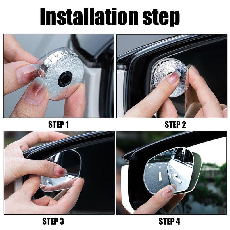 2pcs Car Frameless Wide-angle Rearview Car 360 Degree Adjustable Rearview Mirror Car Blind Spot Mirror Auto Exterior Accessories