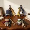 Cartoon Animal Keychain Doll Charm Rabbit Cat Bear Horse Chicken Duck Vintage Bag Decorative Pendant Cloth Multicolor