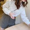 Elegante Mode Harajuku Slim Fit All Match Reine Baumwolle Bluse Bedruckt Knopf Langarm Tops Damen Locker Lässig Damenkleidung