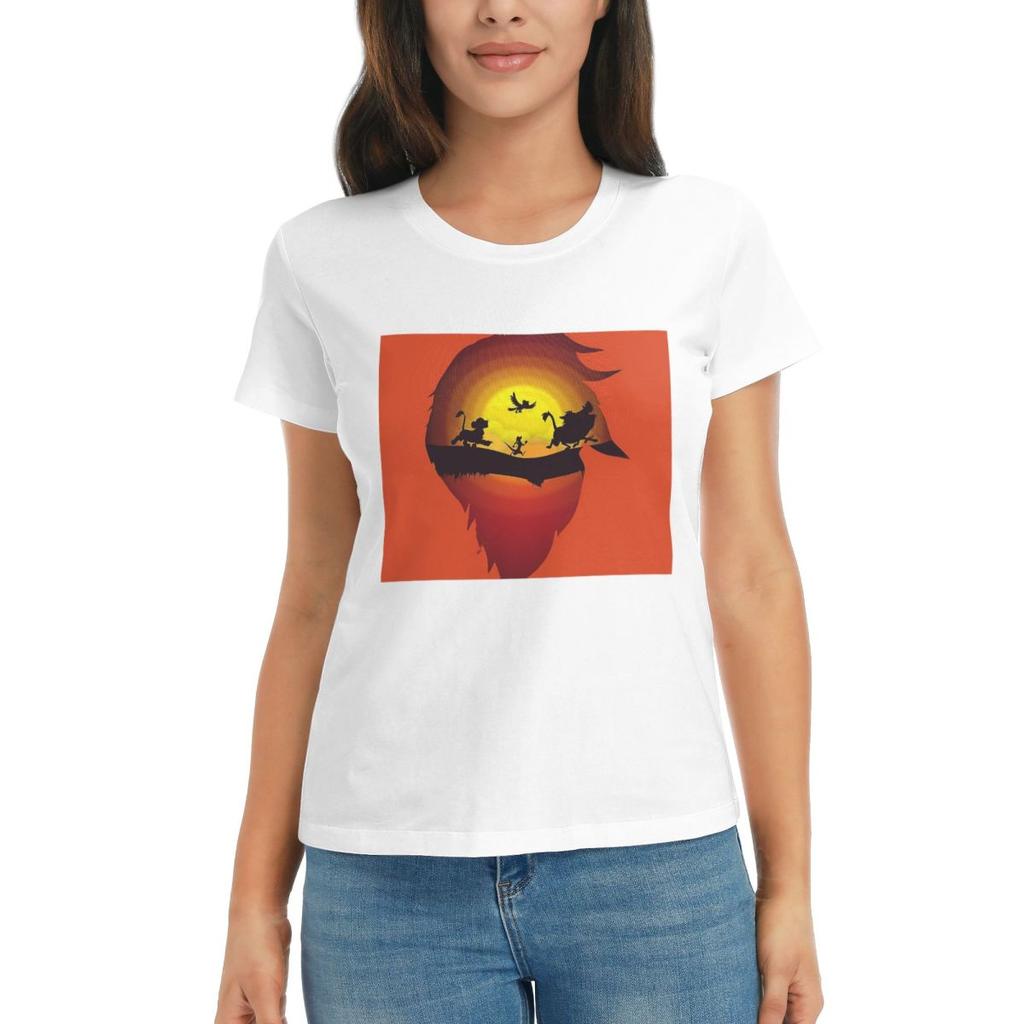 Damen T-Shirt Hakuna Matata Sommer Kurzarm T-Shirts Rundhalsausschnitt Baumwoll T-Shirts Kleidung Oberteile Streetwear