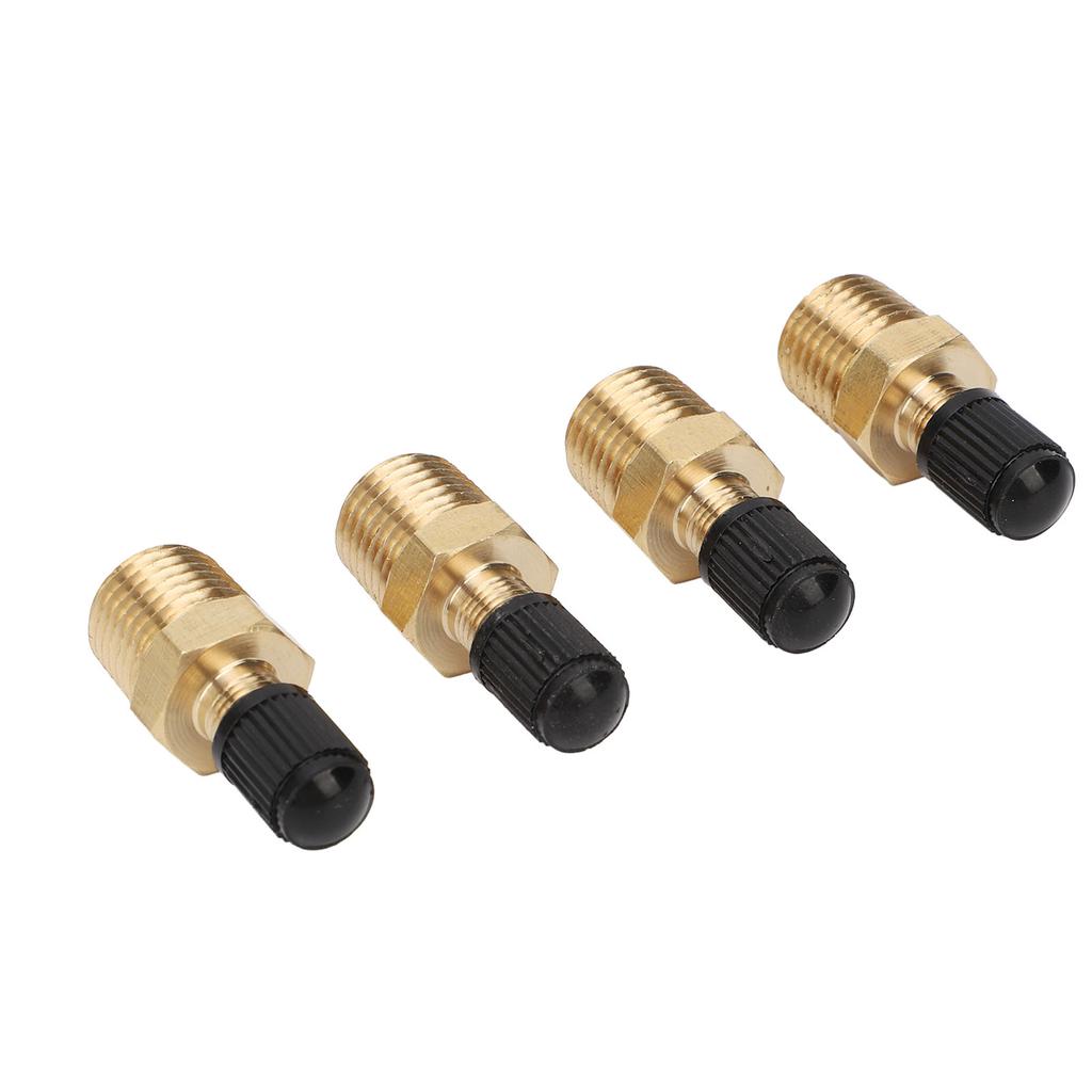 4Pcs Tank Valve 1 4in NPT Male Thread 200PSI Standard Valve Core Brass Valve with Sealing Caps for Car Repair