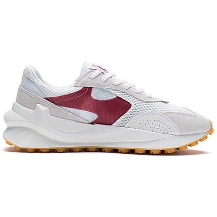 Li Ning Fangyuan Fabric Classic Shock Absorbing Breathable Low Top Sports Casual Shoes Women sneaker White Red AGCS108-5
