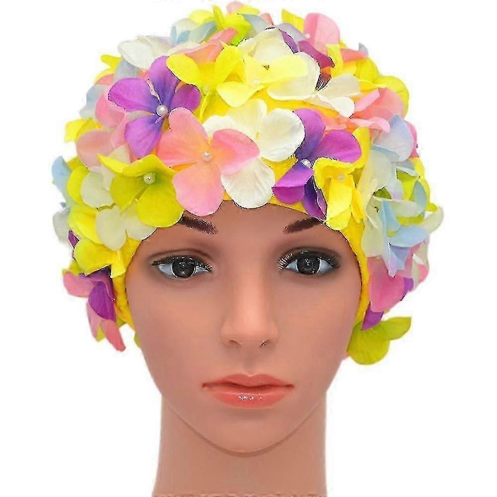 Women's Retro Floral Swim Cap