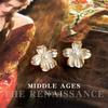 Medieval French Retro Flower Pearl Stud Earrings Dripping Oil Enamel Oil Painting Earrings Temperament Ear Jewelry
