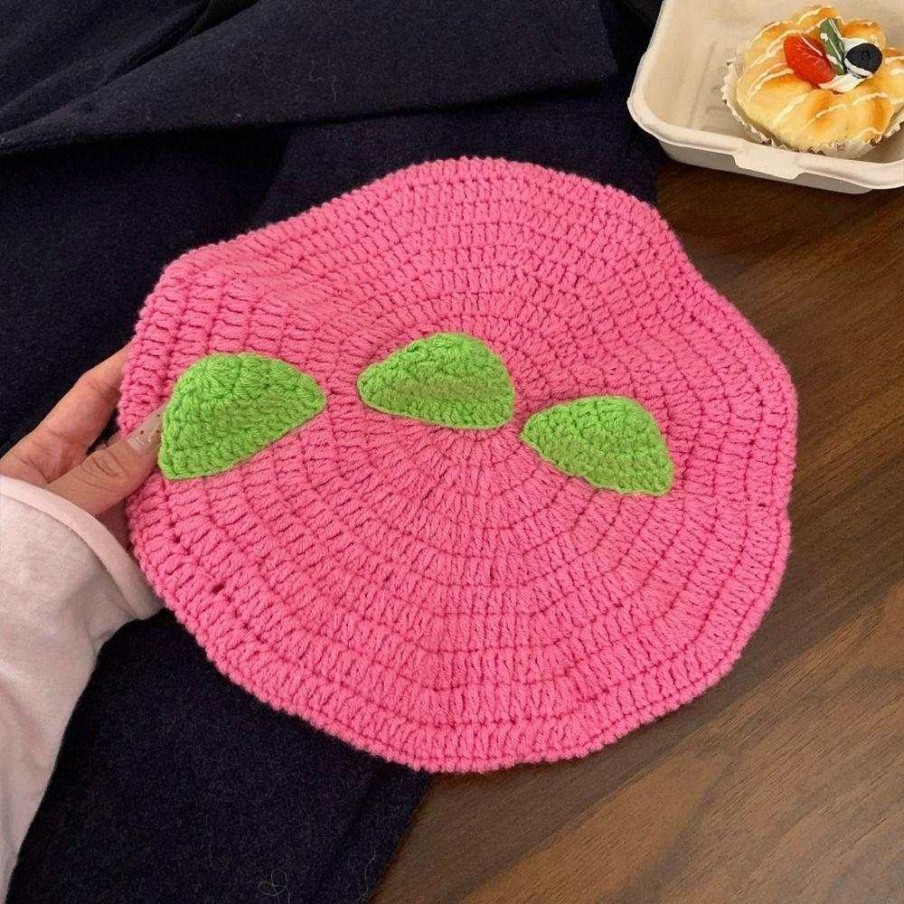 Cartoon Persimmon Beret Kawaii Y2K Painter Hat Personality Knitted Hat  Party